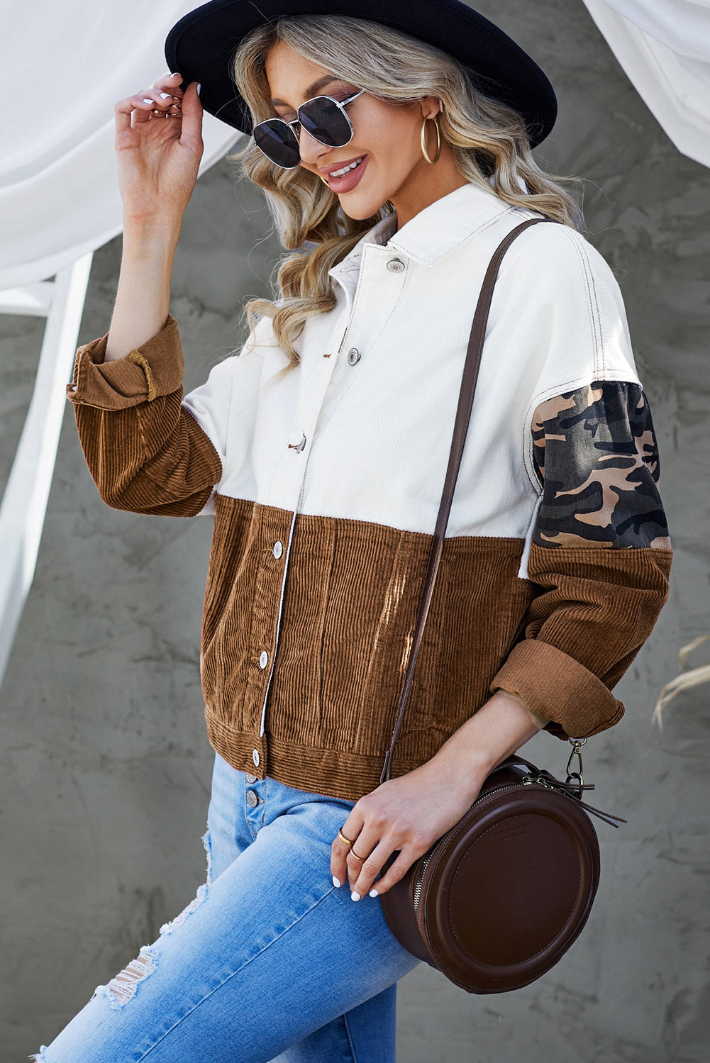 Leopard Color Block Button-Up Corduroy Shacket - Carly Joann's Closet