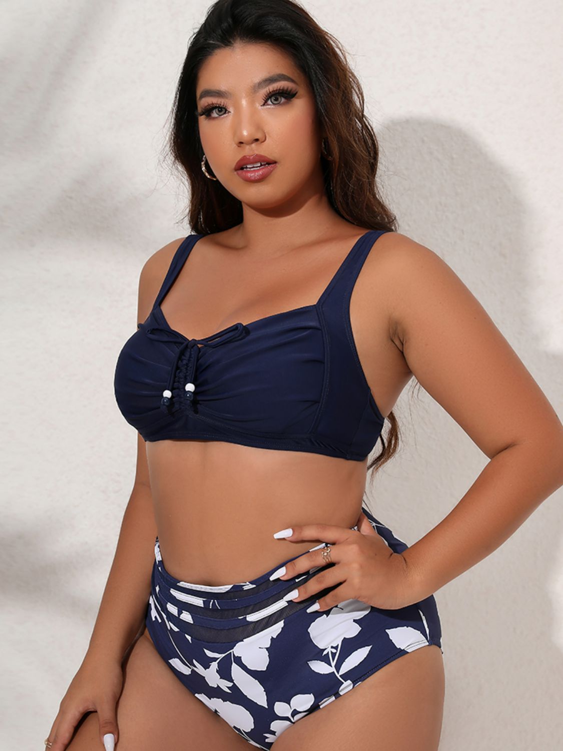 Plus Size Printed Gathered Detail Bikini Set - Carly Joann's Closet