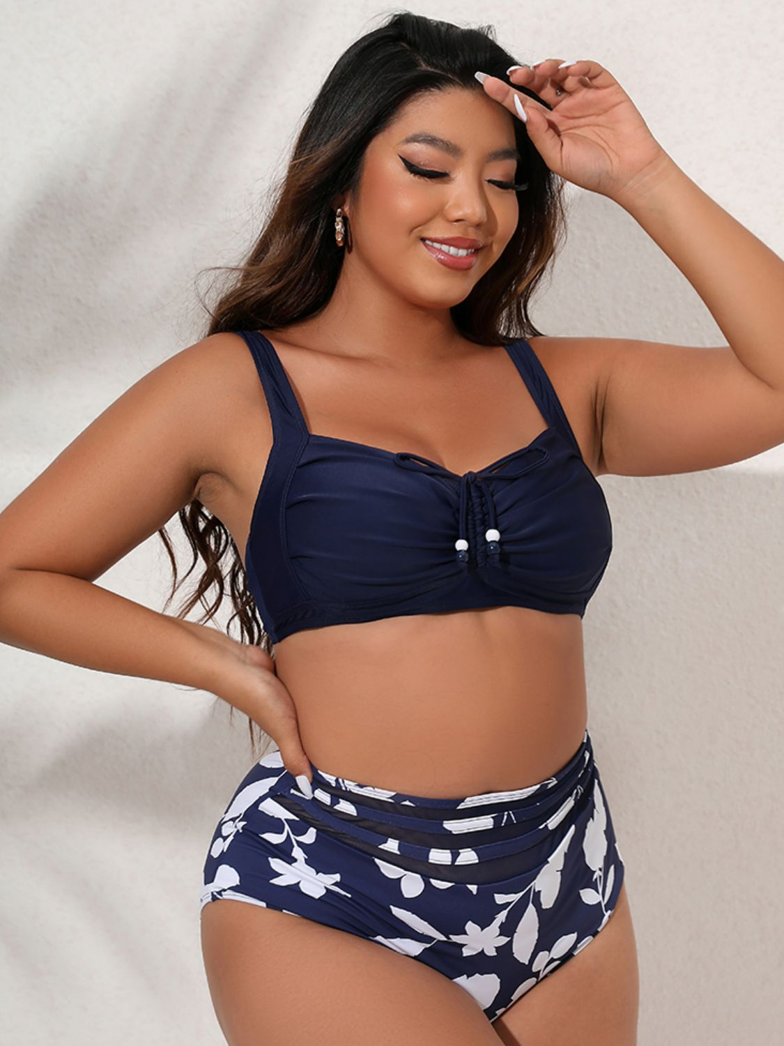 Plus Size Printed Gathered Detail Bikini Set - Carly Joann's Closet