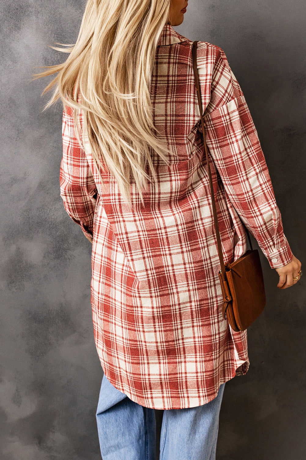 Plaid Button-Up Longline Shacket with Breast Pockets - Carly Joann's Closet