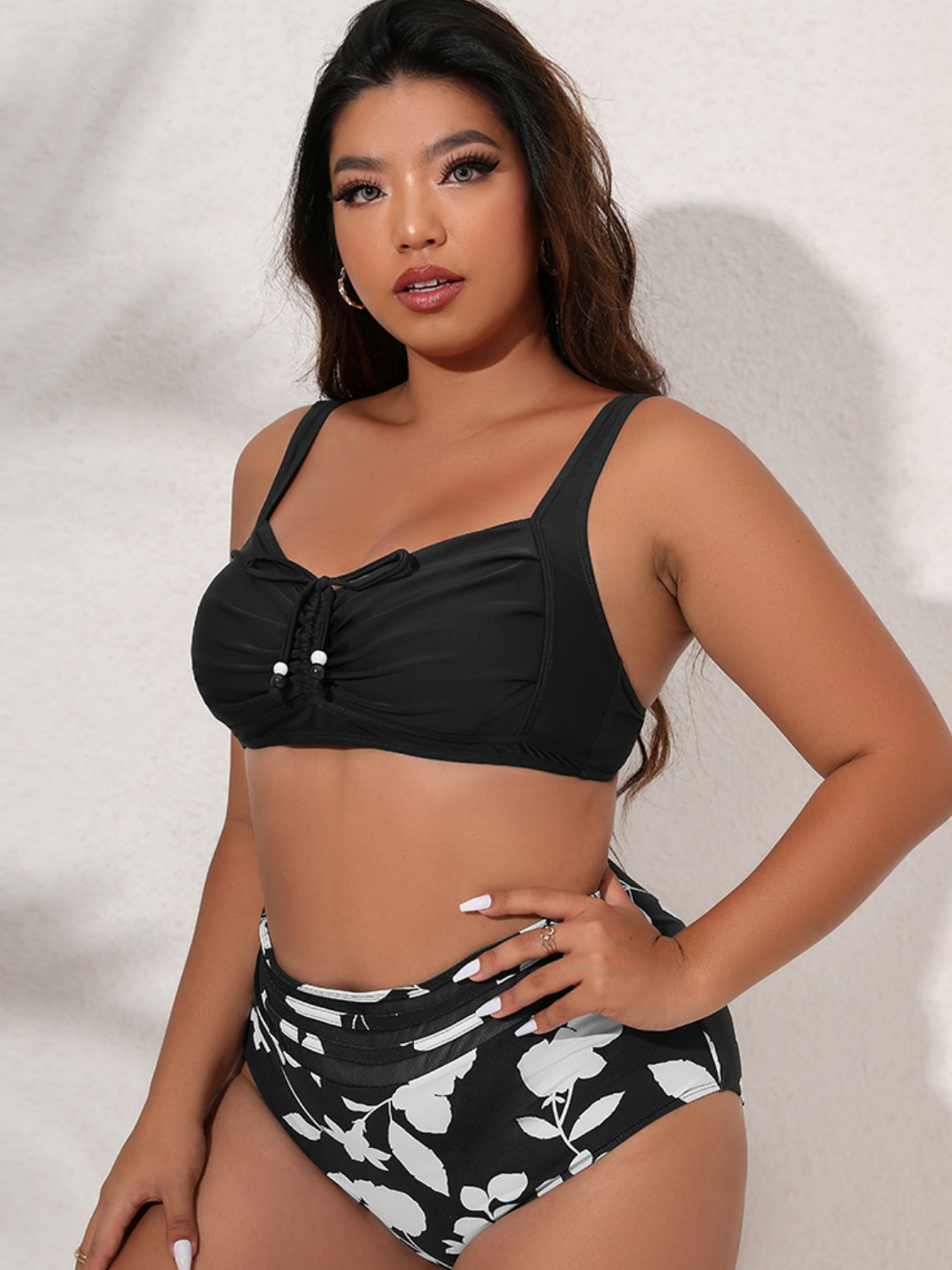 Plus Size Printed Gathered Detail Bikini Set - Carly Joann's Closet