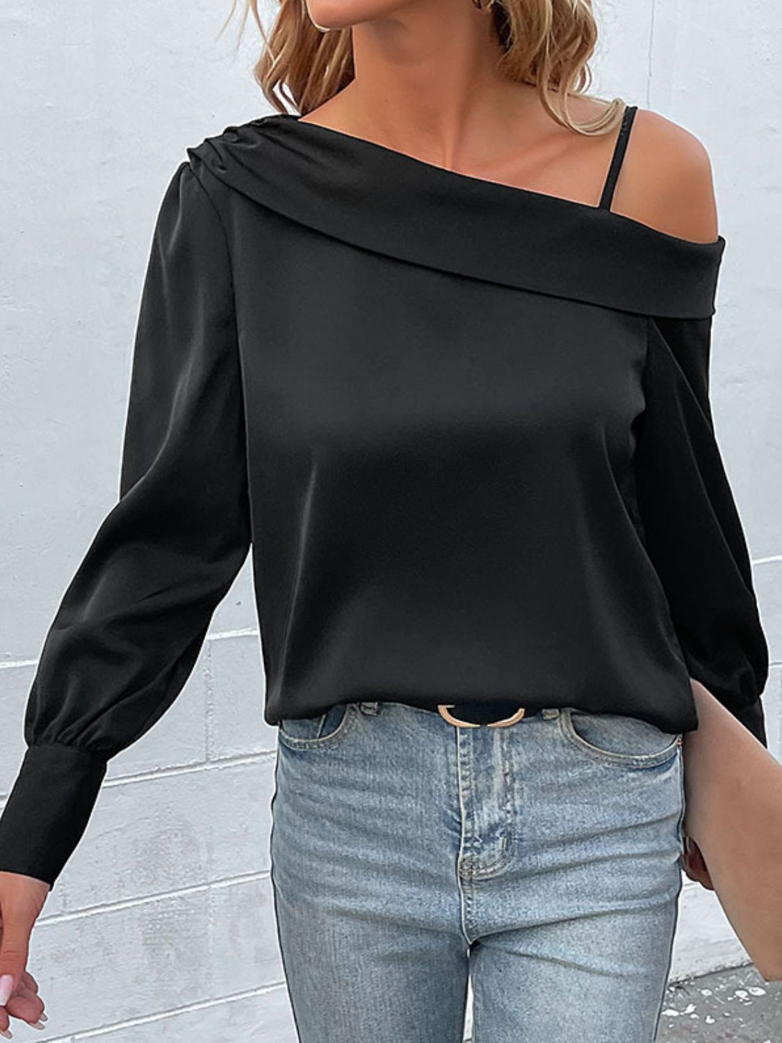 Cold-Shoulder Long Sleeve Top - Carly Joann's Closet