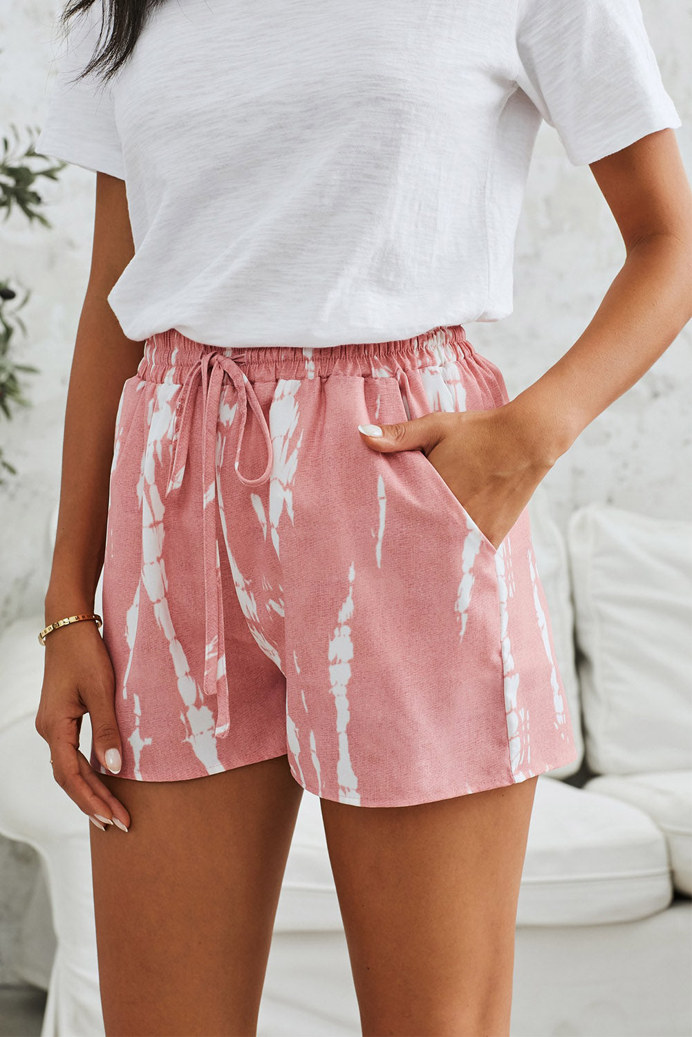 Tie-Dye Drawstring Waist Shorts with Pockets - Carly Joann's Closet