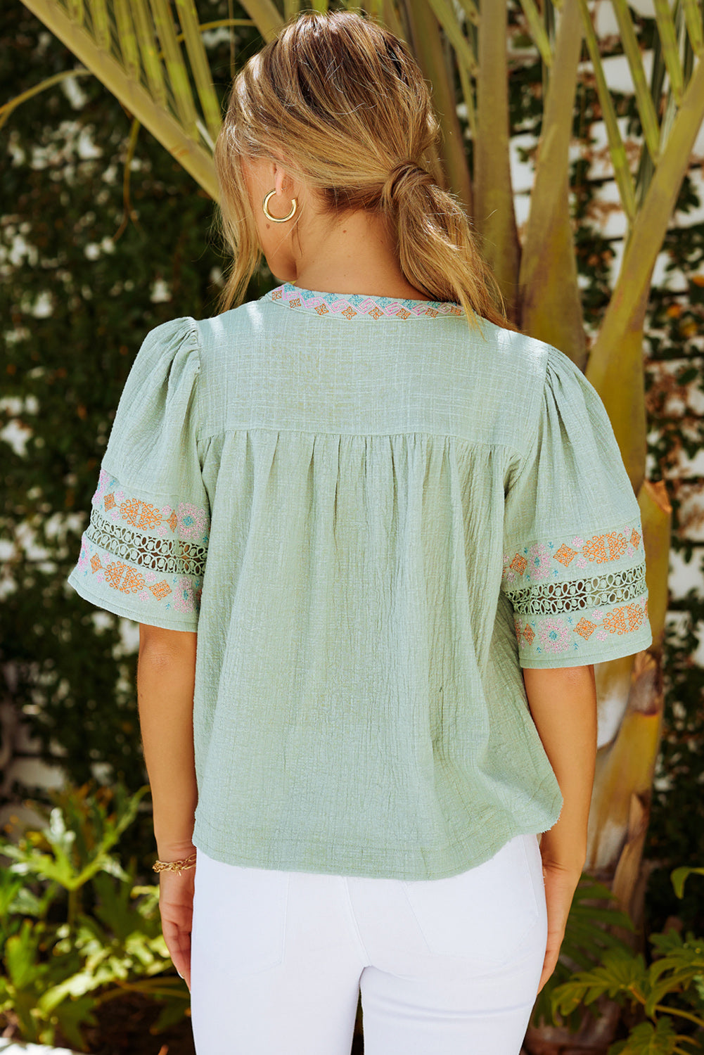 Bohemian Tassel Half Puff Sleeve Top - Carly Joann's Closet