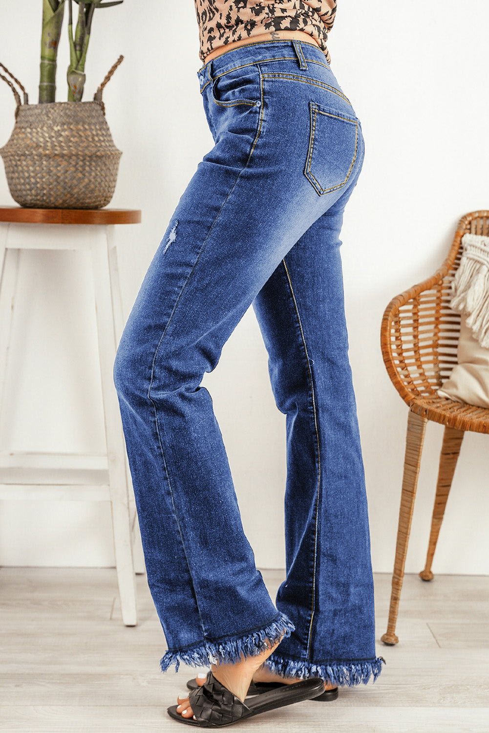 Ripped Frayed Hem Jeans - Carly Joann's Closet