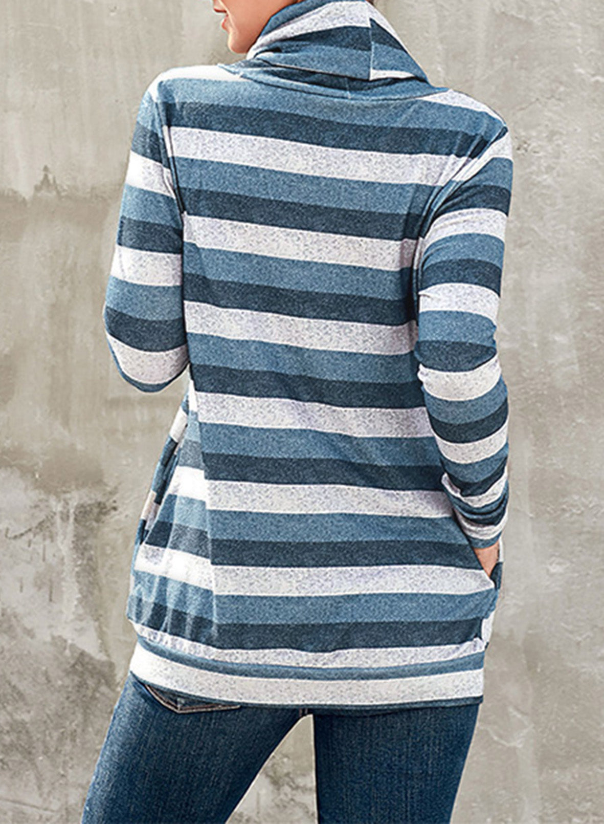 Striped Cowl Neck Tunic Sweatshirt - Carly Joann's Closet