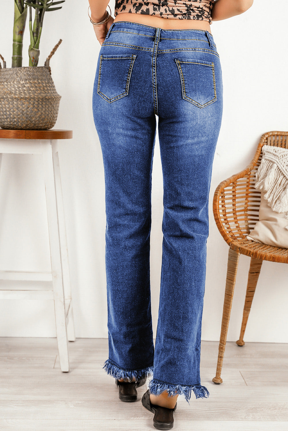 Ripped Frayed Hem Jeans - Carly Joann's Closet