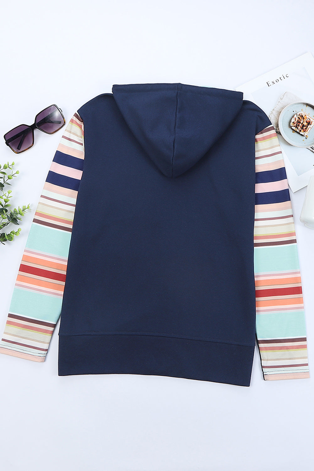 Striped Color Block Zip Up Jacket - Carly Joann's Closet