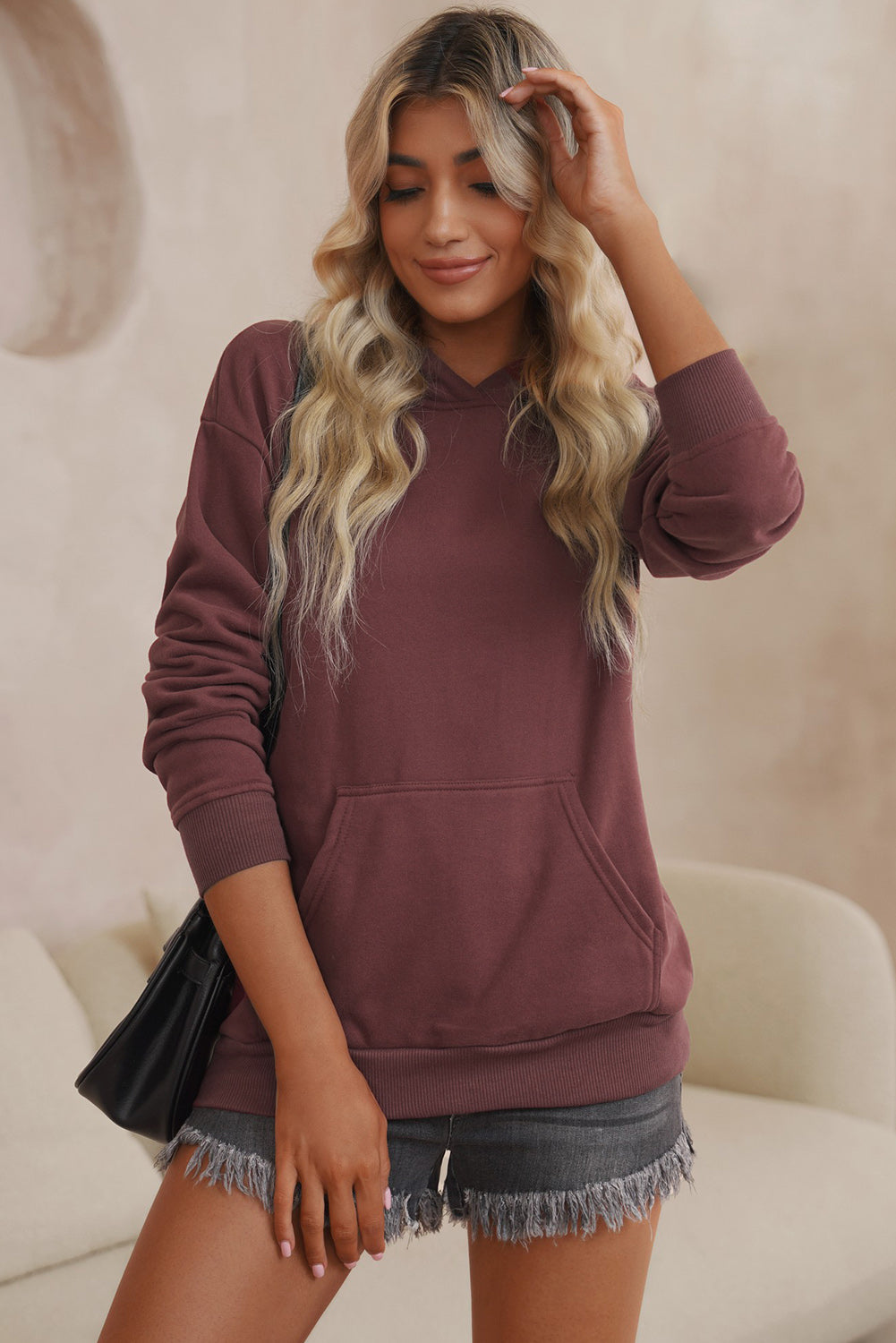 Dropped Shoulder Kangaroo Pocket Hoodie - Carly Joann's Closet