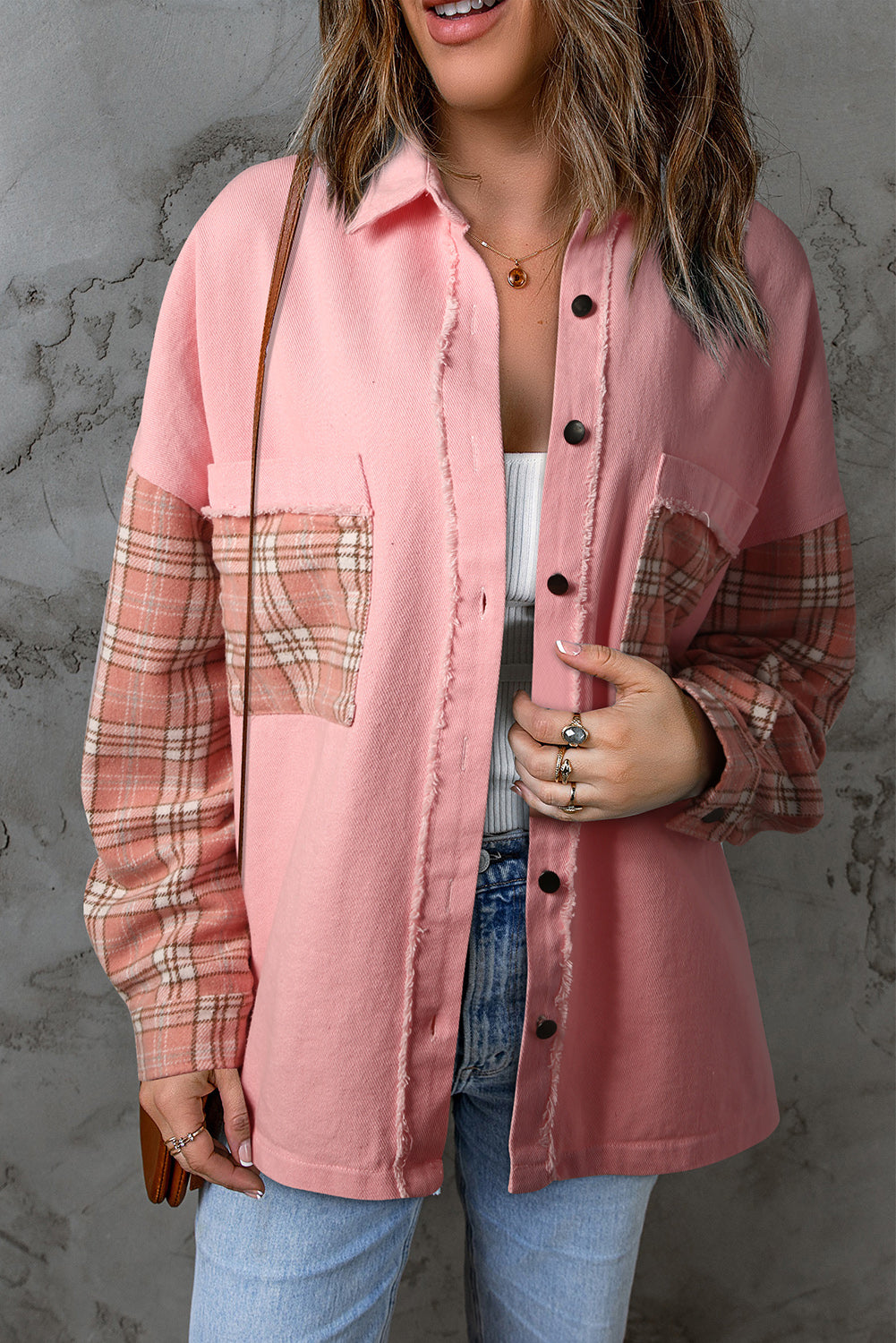 Plaid Raw Trim Shacket - Carly Joann's Closet