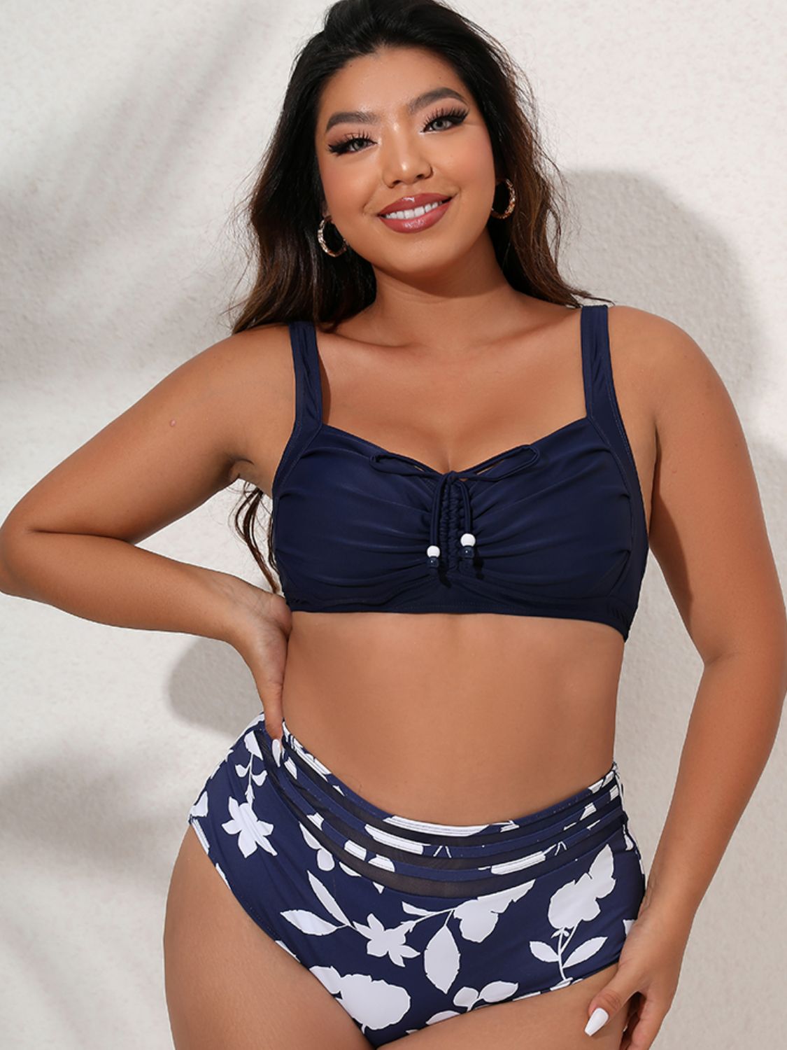 Plus Size Printed Gathered Detail Bikini Set - Carly Joann's Closet