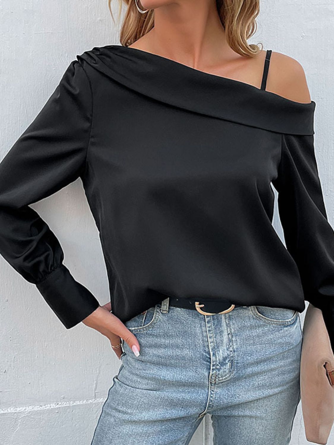 Cold-Shoulder Long Sleeve Top - Carly Joann's Closet