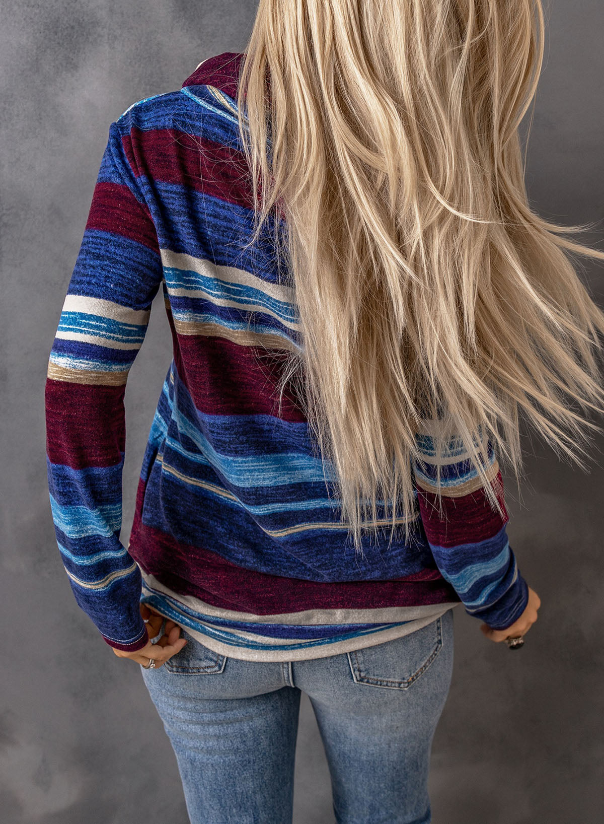 Striped Cowl Neck Tunic Sweatshirt - Carly Joann's Closet