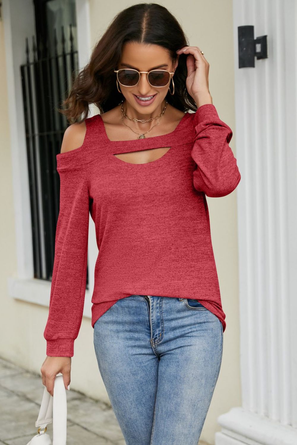 Cutout Cold-Shoulder Top - Carly Joann's Closet