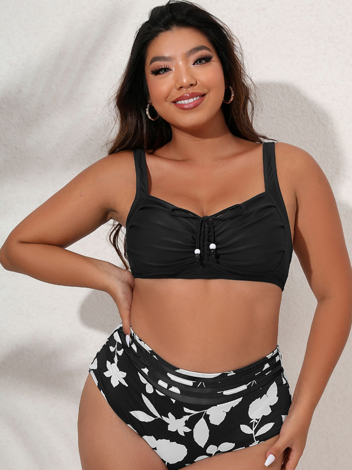 Plus Size Printed Gathered Detail Bikini Set - Carly Joann's Closet