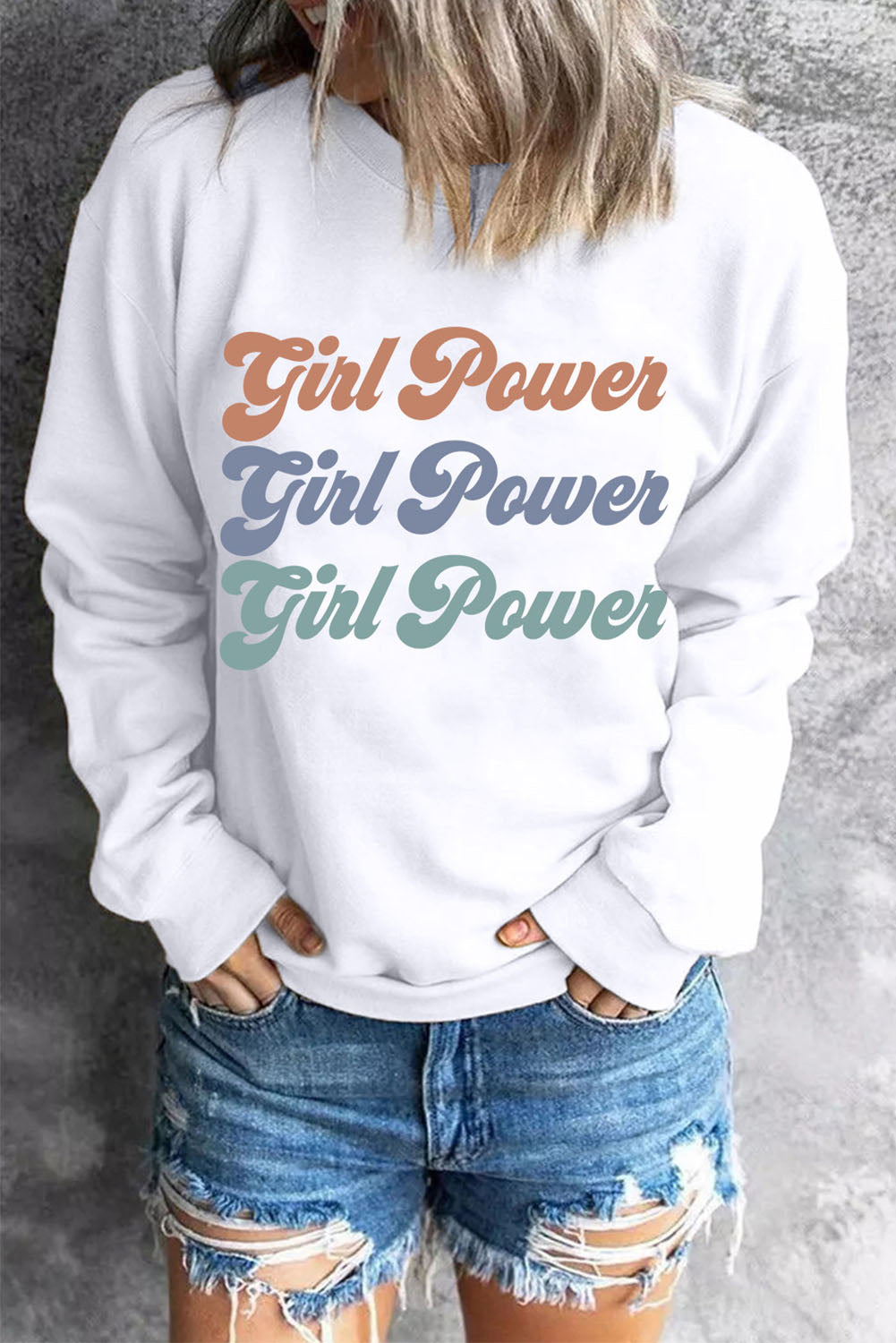 GIRL POWER Graphic Dropped Shoulder Sweatshirt - Carly Joann's Closet