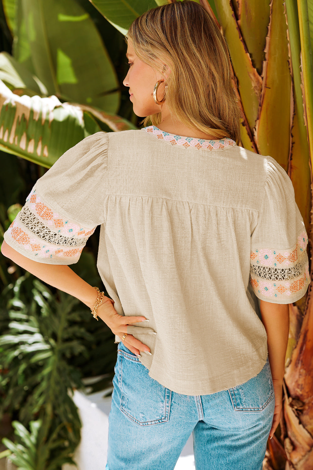 Bohemian Tassel Half Puff Sleeve Top - Carly Joann's Closet