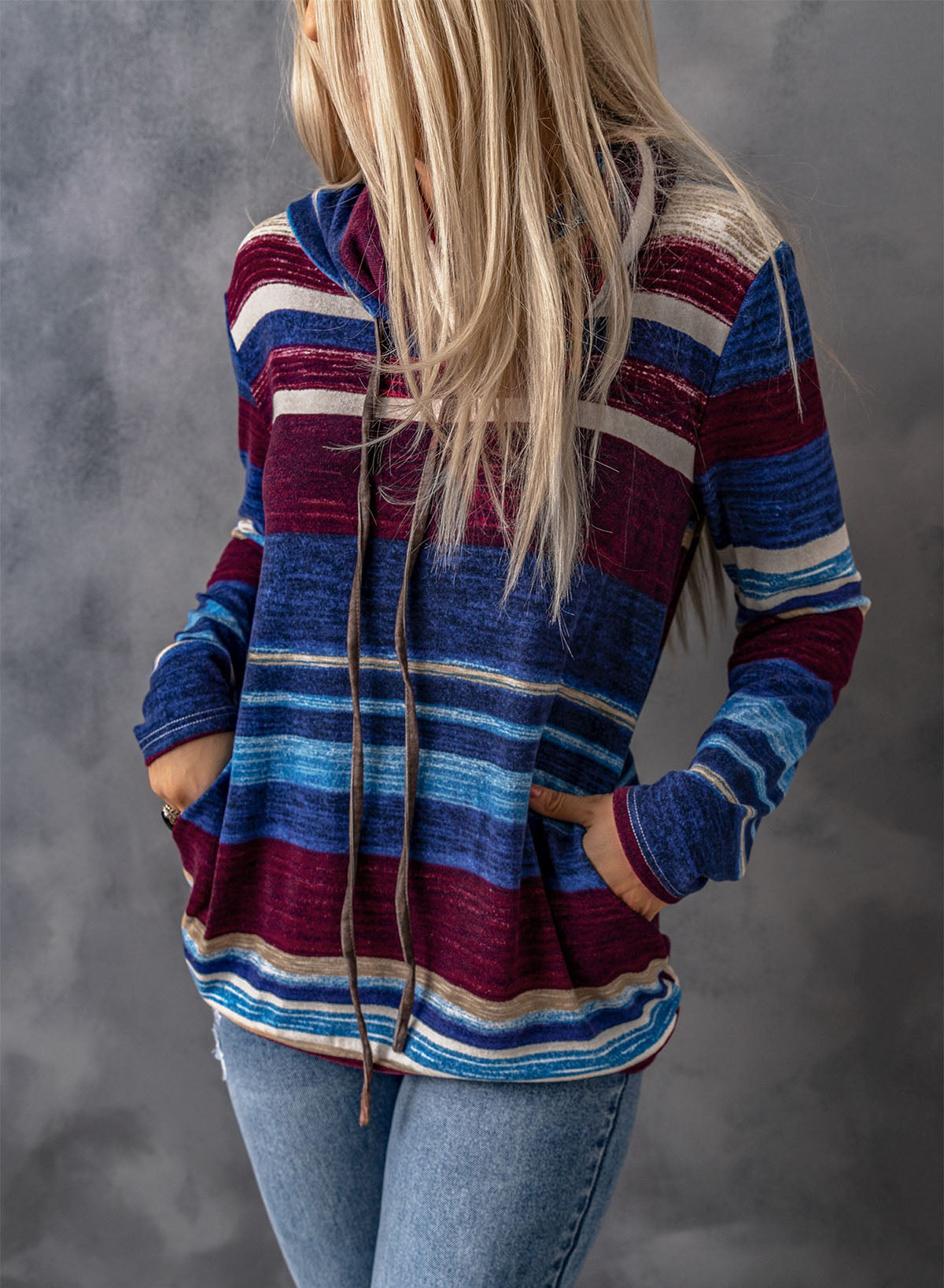 Striped Cowl Neck Tunic Sweatshirt - Carly Joann's Closet