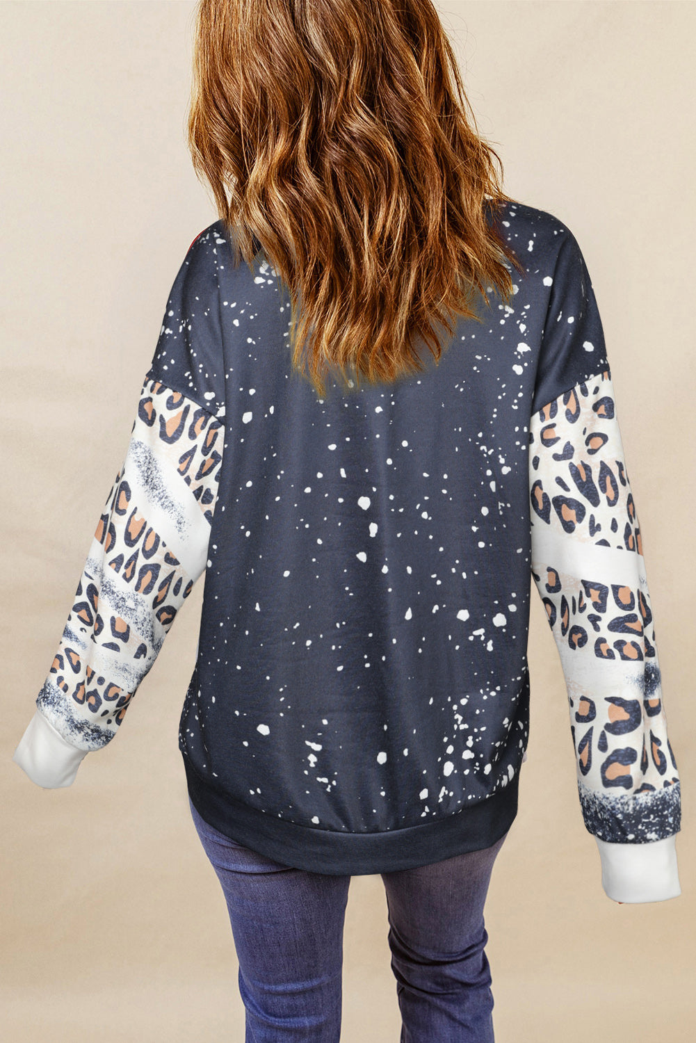 Mixed Print Drop Shoulder Sweatshirt - Carly Joann's Closet