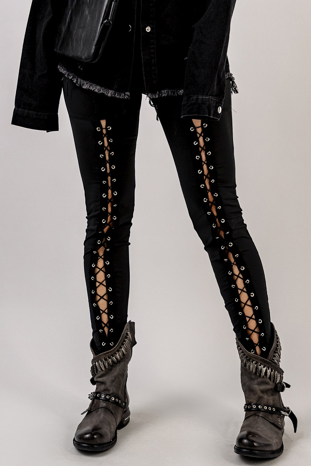 Grommet Lace Up Leggings - Carly Joann's Closet