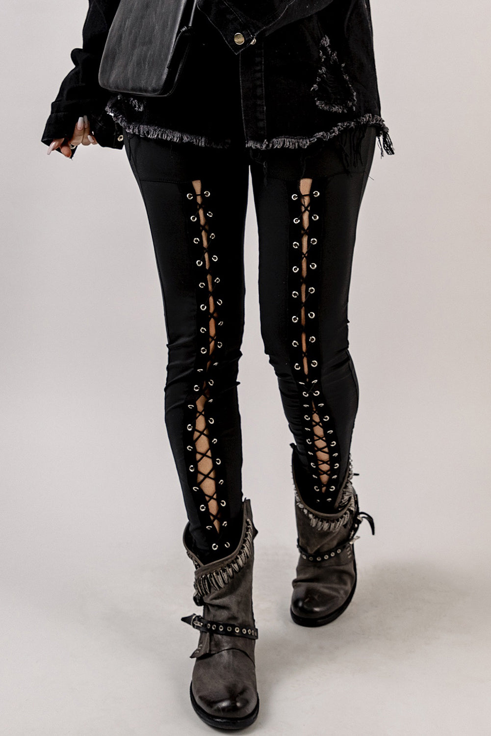 Grommet Lace Up Leggings - Carly Joann's Closet