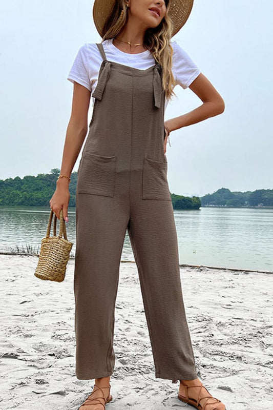 Straight Leg Jumpsuit with Pockets - Carly Joann's Closet